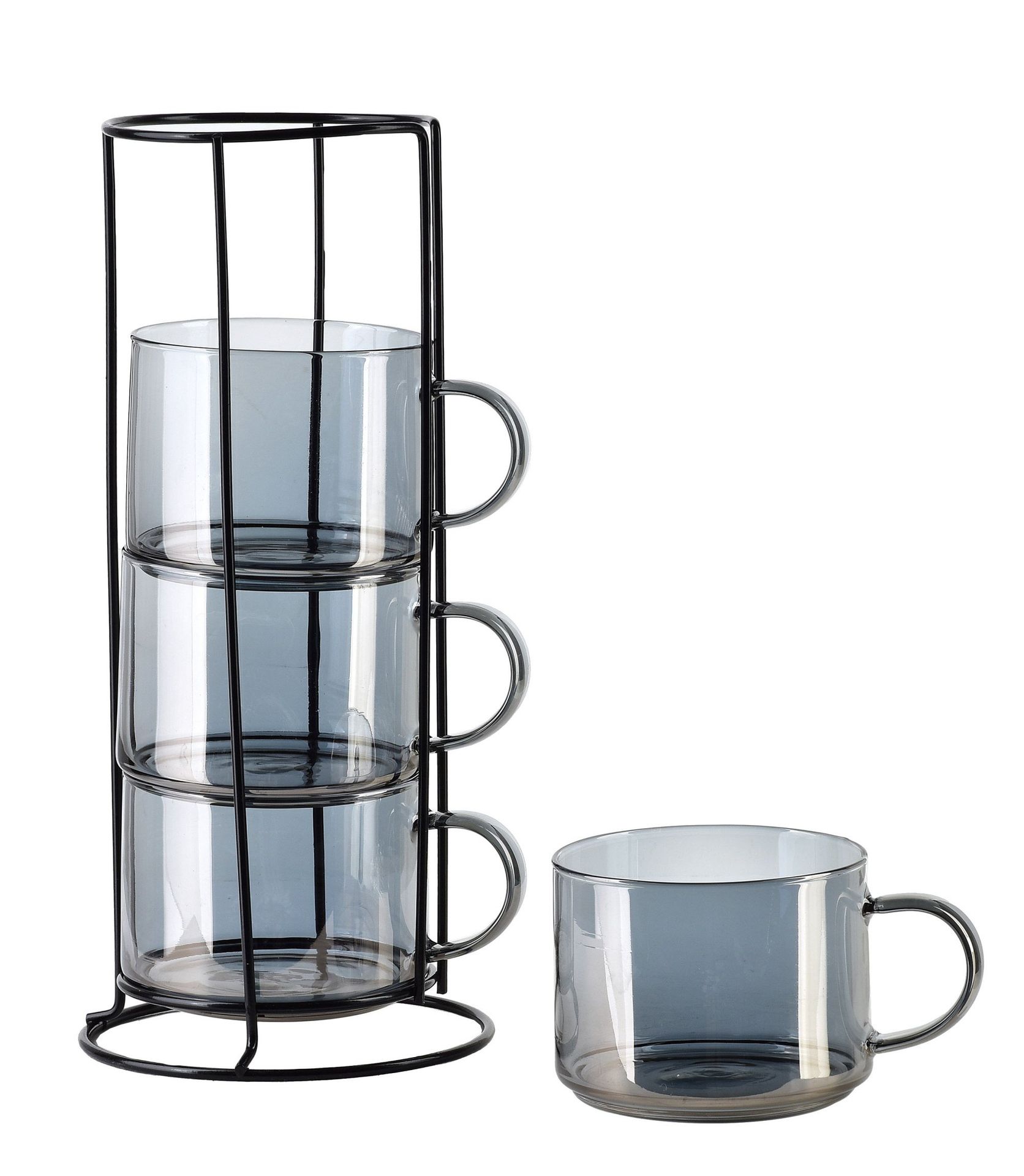 PETER GREY Komplet 4 filiżanek na stojaku 350ml 12,5x12,5xh27cm