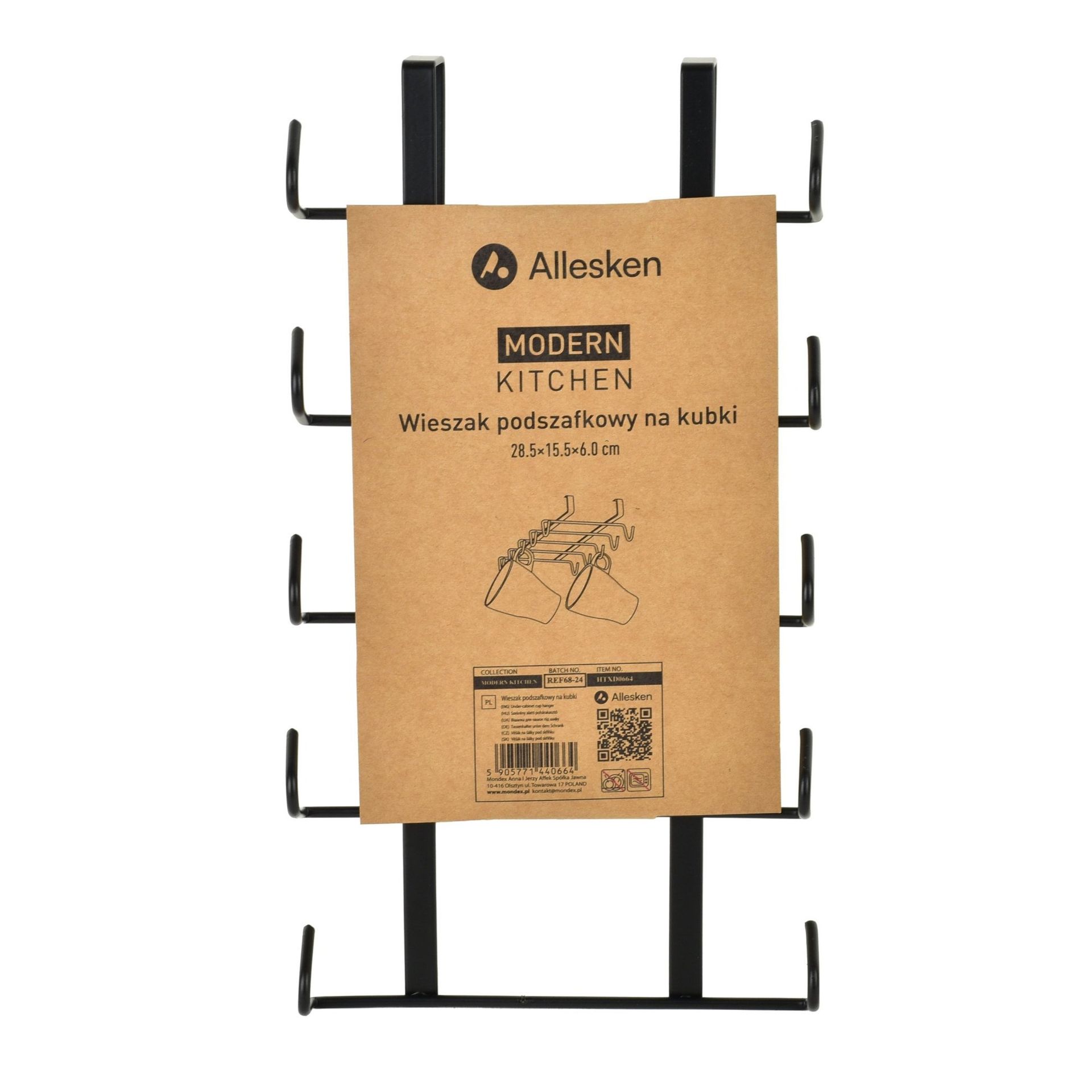 MODERN KITCHEN Wieszak podszafkowy na kubki 28,5x15,5xh6cm