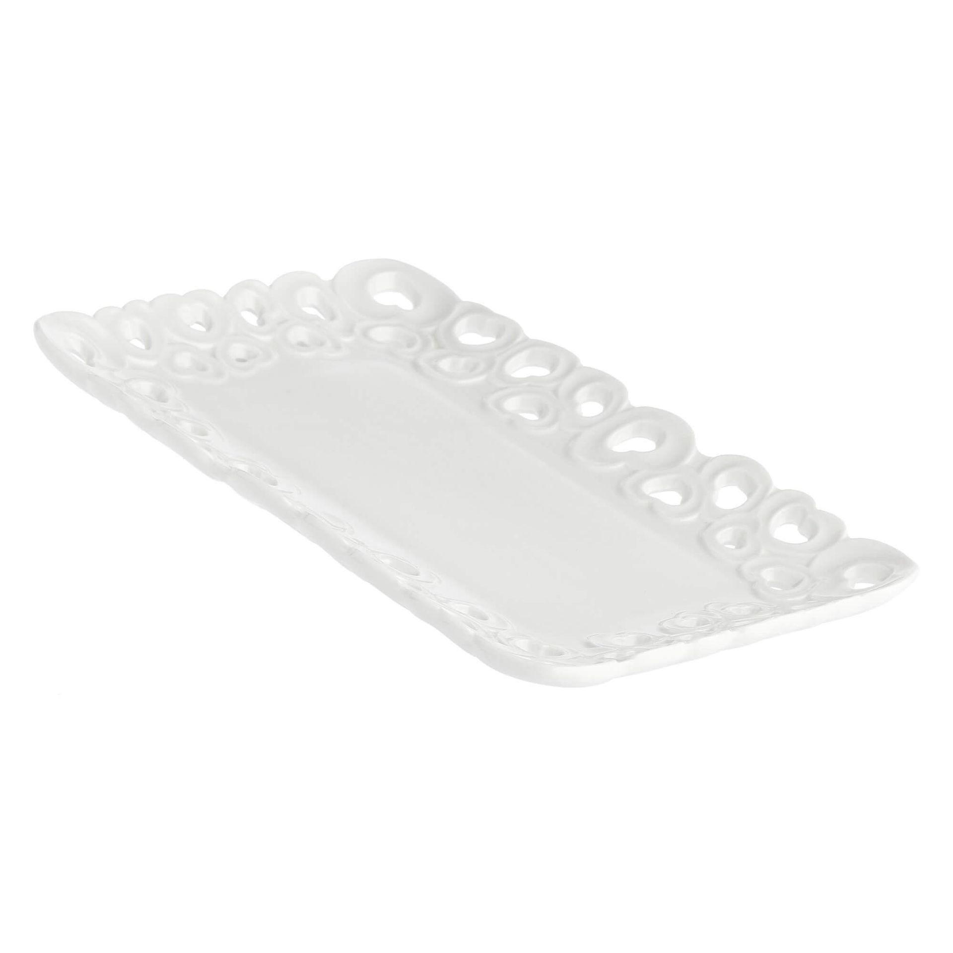 LA PORCELLANA BIANCA VALENTINO Zdobiona taca do serwowania 20 x 13 cm