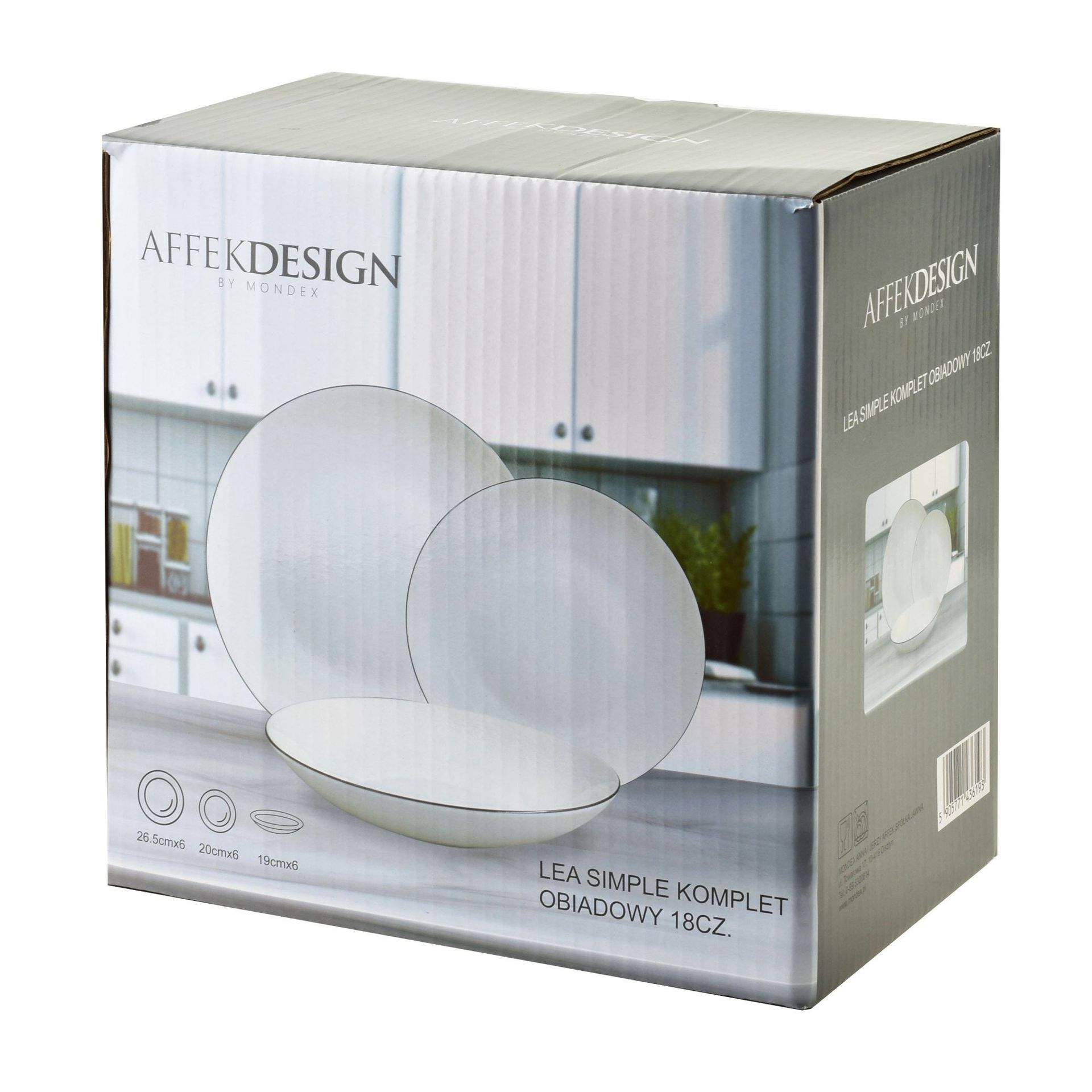 LEA SIMPLE Komplet obiadowy 18czczarny pasek