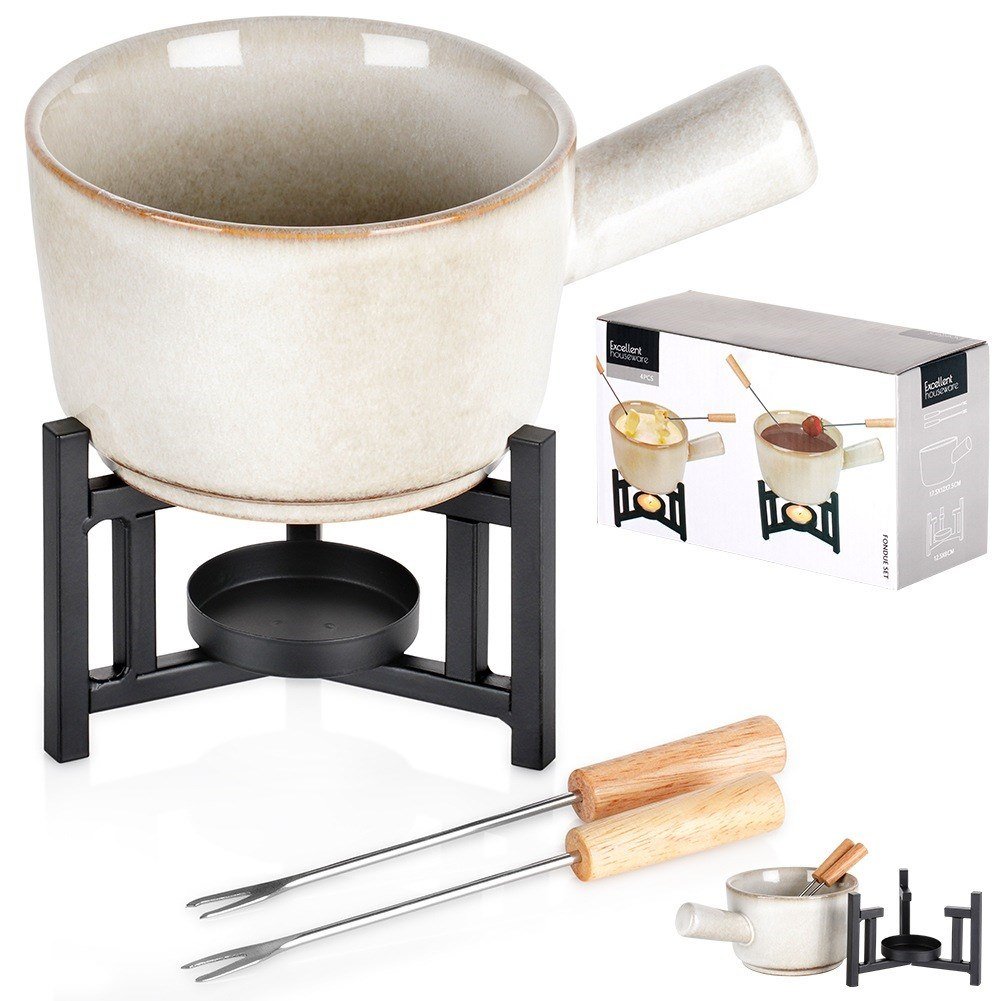 ZESTAW DO FONDUE PORCELANOWY KUBEK 450 ML 4 ELEMENTY EXCELLENT HOUSEWARE 259693