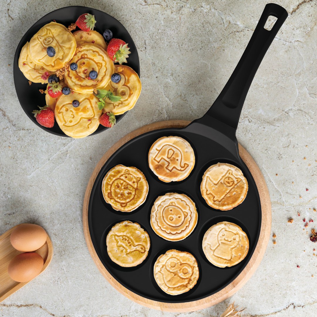 Patelnia do naleśników 26cm Pancakes wzór zwierzęta BerlingerHaus BH-7799 Matte Black Collection