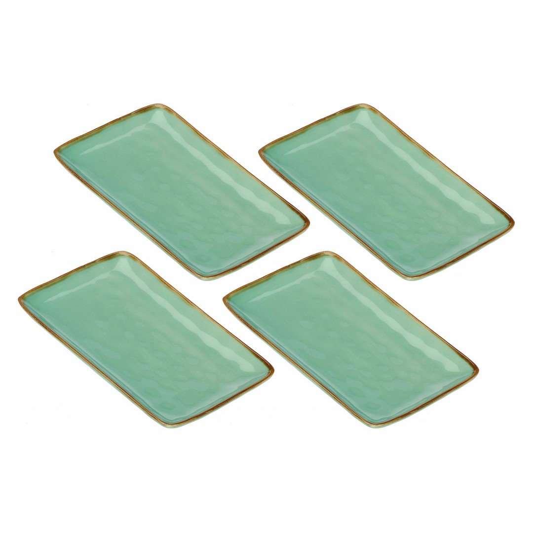 ROSE&TULIPANI CONCERTO VERDE ACQUA Zestaw 4 tac prostokątnych 20 x 13 cm