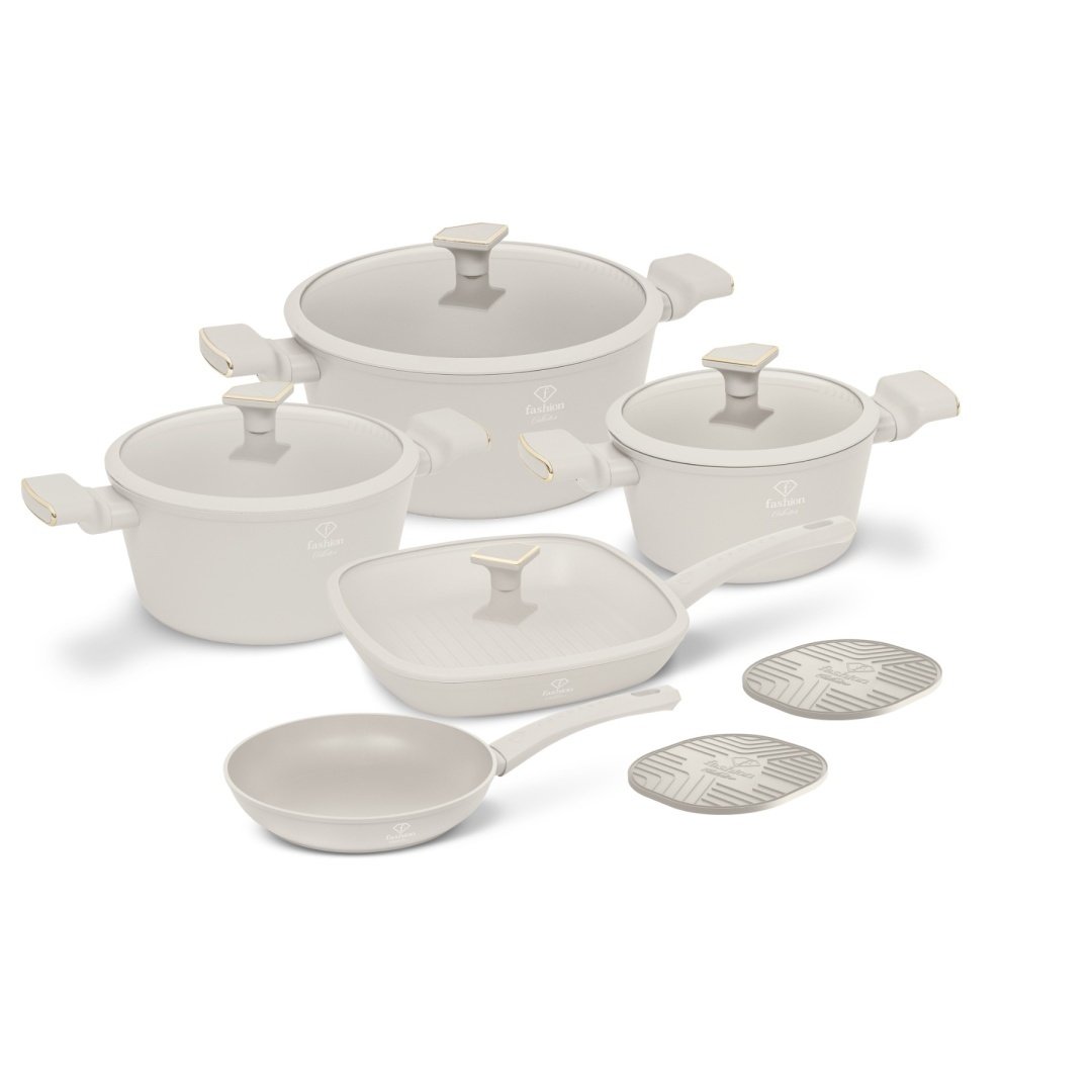 Zestaw garnków i patelni 11 el. Fashion TV FTV-0080 Matte Cream Gold