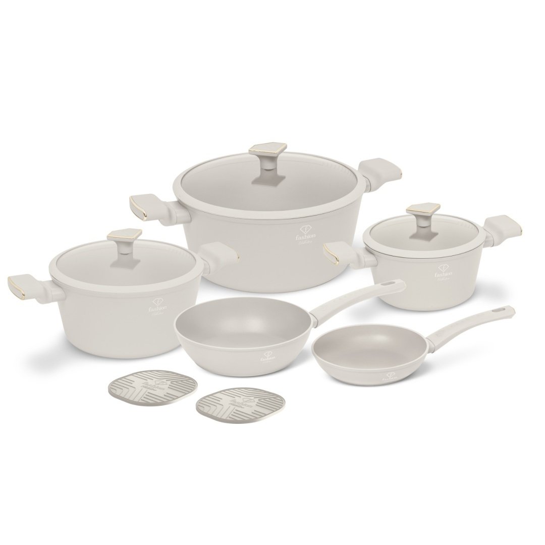 Zestaw garnków i patelni 10 el. Fashion TV FTV-0077 Matte Cream Gold