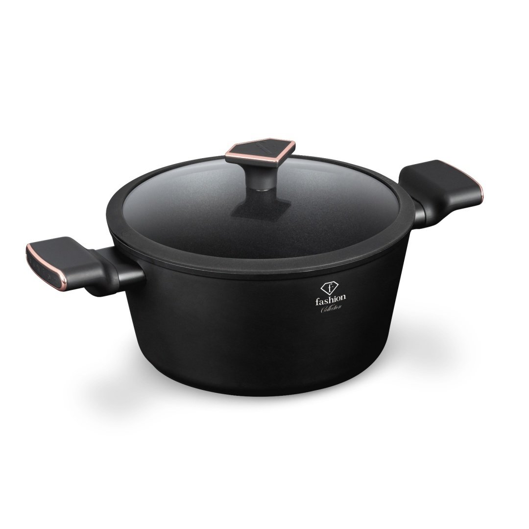 Garnek z pokrywką 24cm Fashion TV FTV-0038 Matte Black- Rose Gold