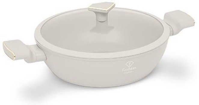 Garnek niski z pokrywką 30 cm Fashion TV FTV-0067 Matte Cream Gold