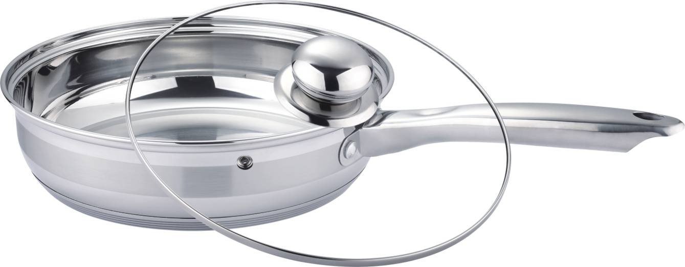 Patelnia stalowa ze stali nierdzewnej z pokrywką głęboka indukcja 24 cm BRUNBESTE BB-2224