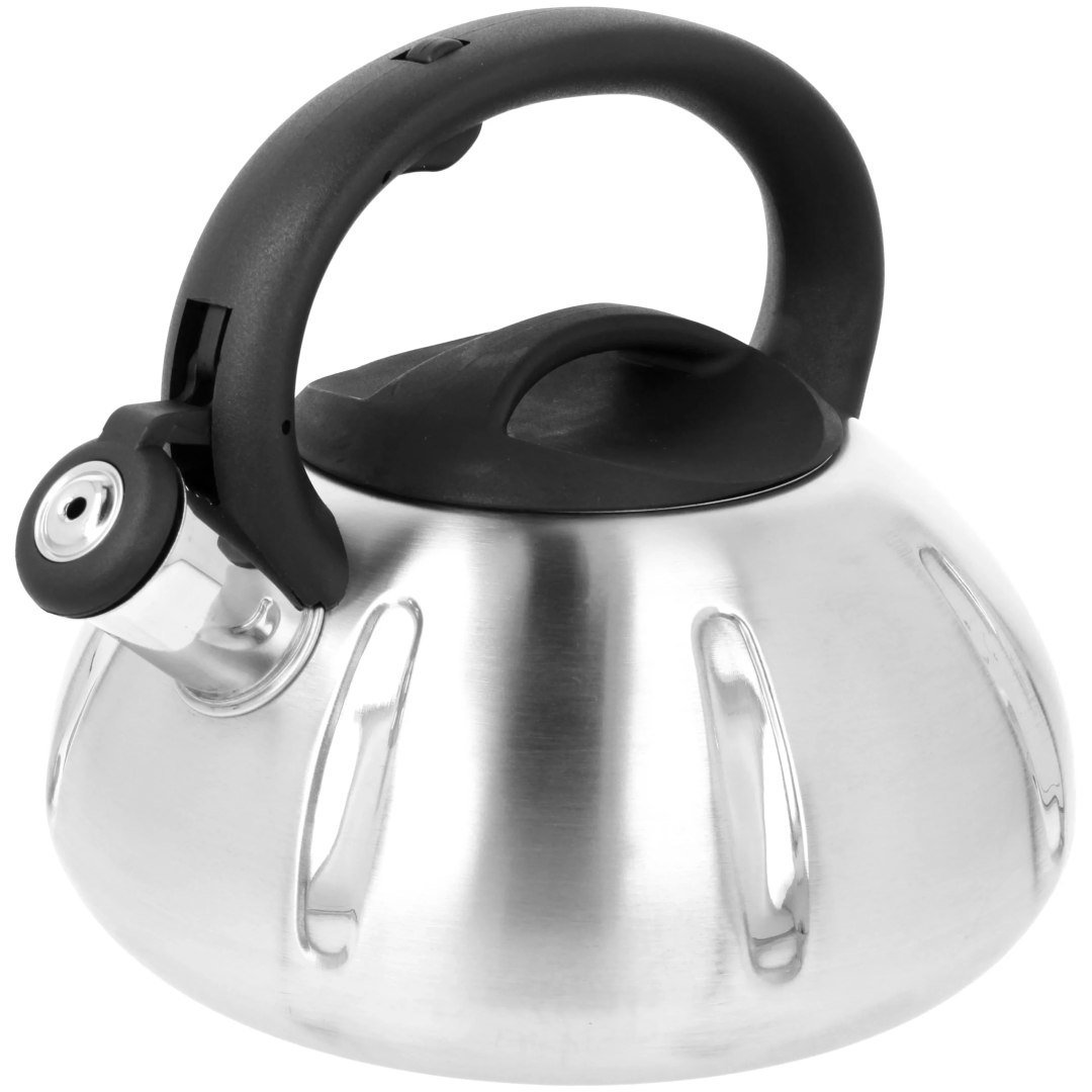 Czajnik stalowy z gwizdkiem tradycyjny gaz indukcja DUŻY 3L srebrny połysk BRUNBESTE BB-1314