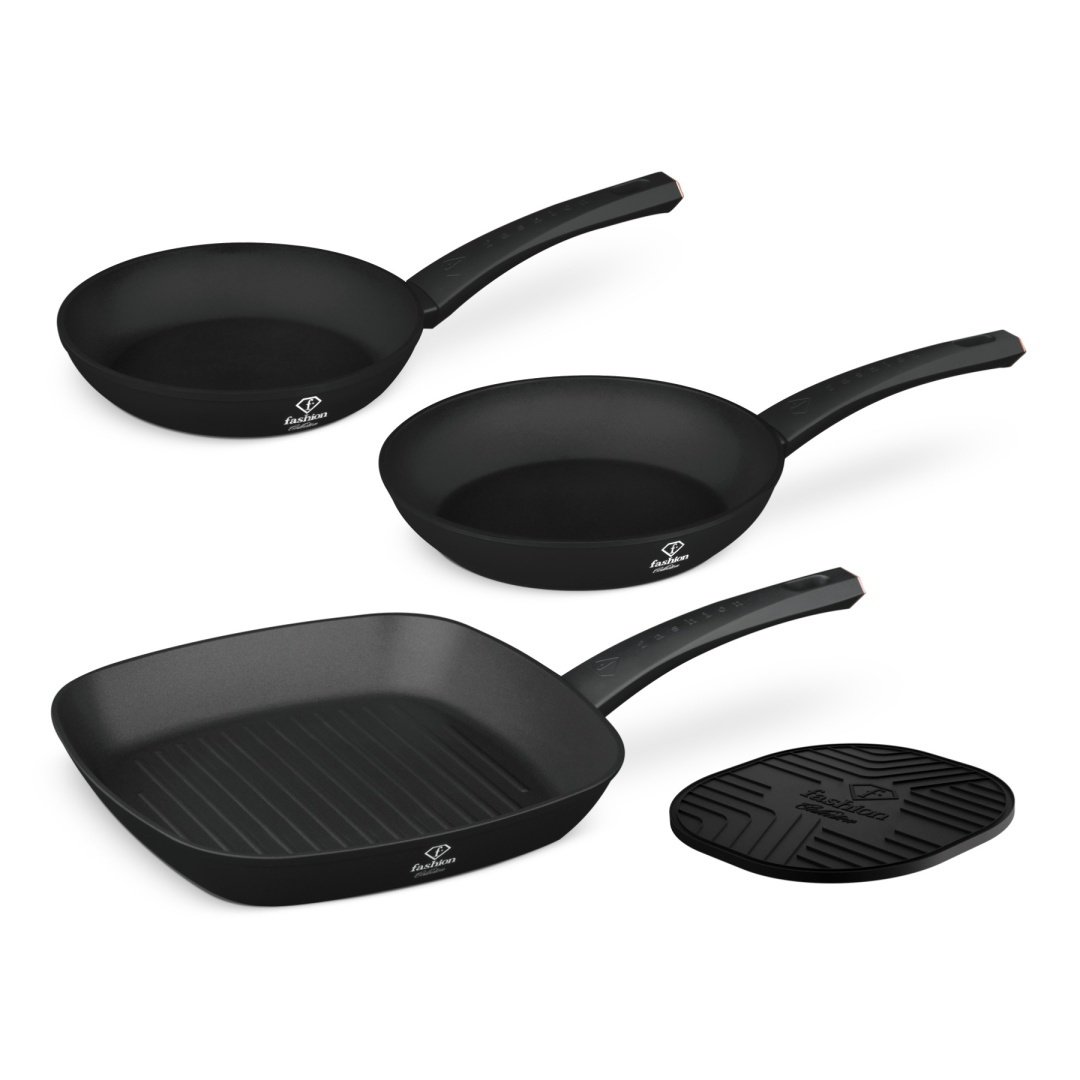 Zestaw 3 patelni + podkładka Fashion TV FTV-0045 Matte Black- Rose Gold
