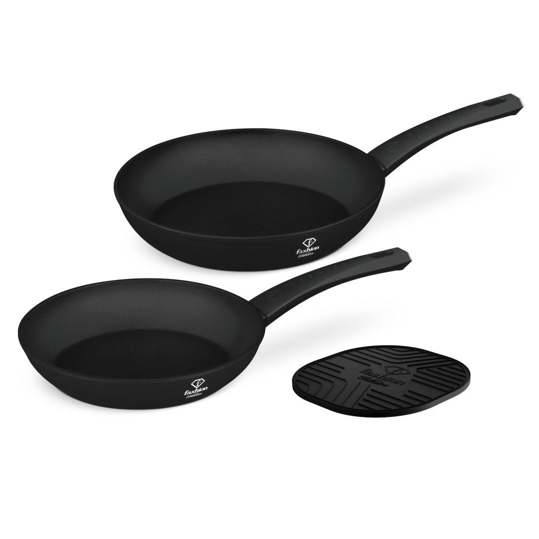 Zestaw 2 patelni + podkładka Fashion TV FTV-0048 Matte Black- Rose Gold