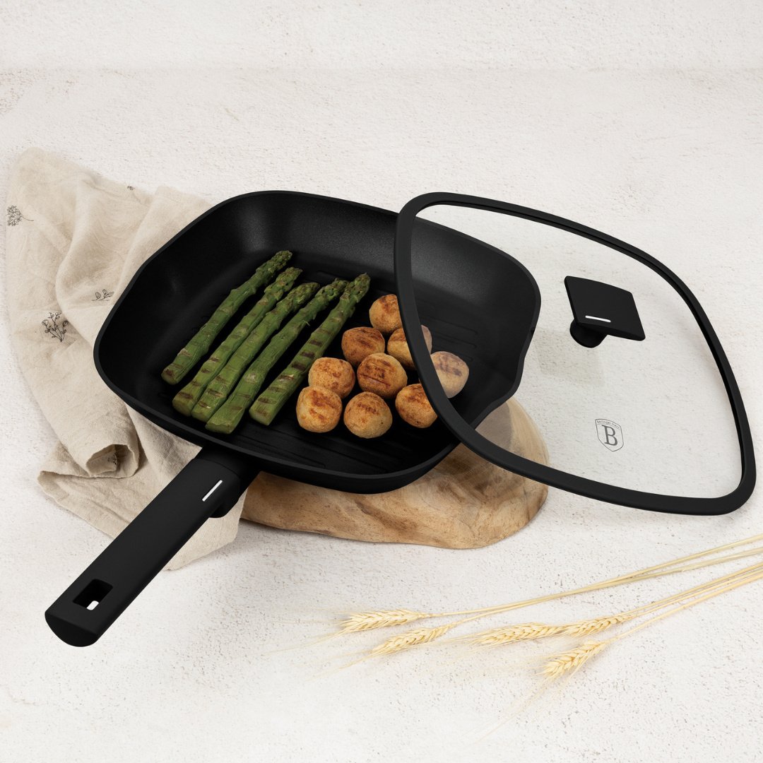 Patelnia grillowa z pokrywką 28cm BerlingerHaus BH-8184 Matte Black