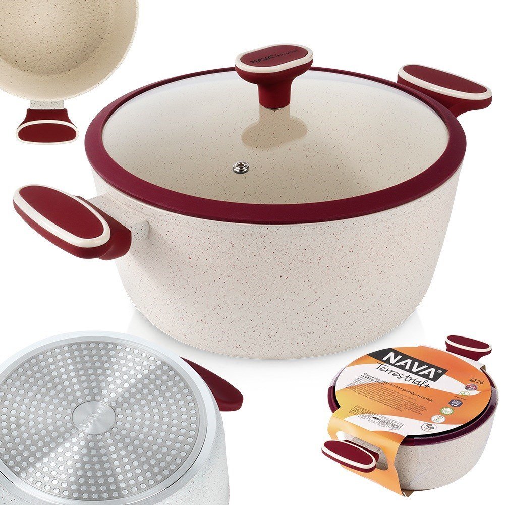 Garnek granitowy ze szklaną pokrywką indukcja TERRESTRIAL 26 cm 5.2L NAVA 10-144-322