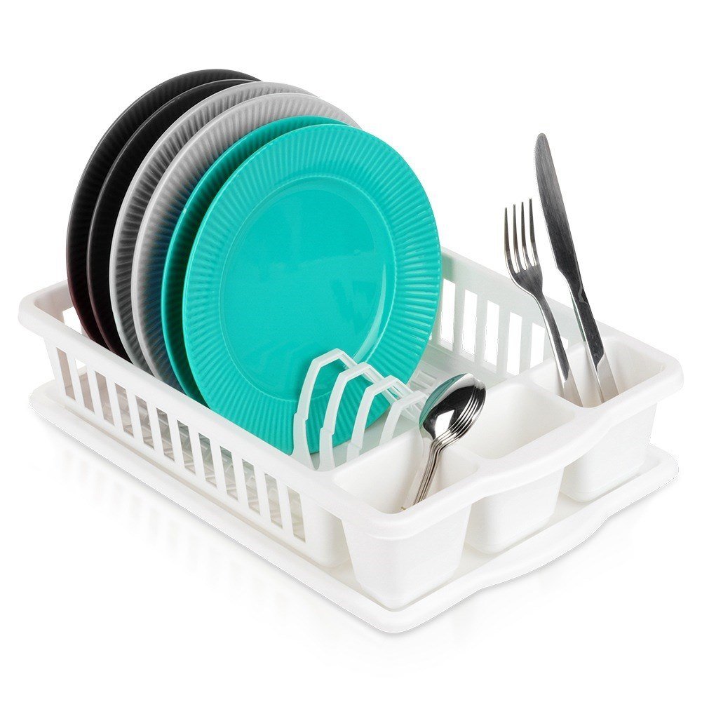 Suszarka do naczyń plastikowa na naczynia stojąca biała 39.5x26x8.5cm VILDE 229178