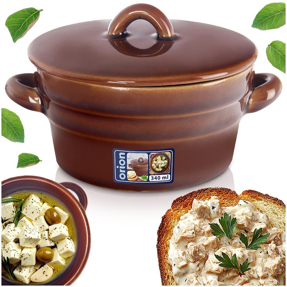 Garnek na smalec do smalcu ceramiczny z pokrywką 340 ml ORION 127611