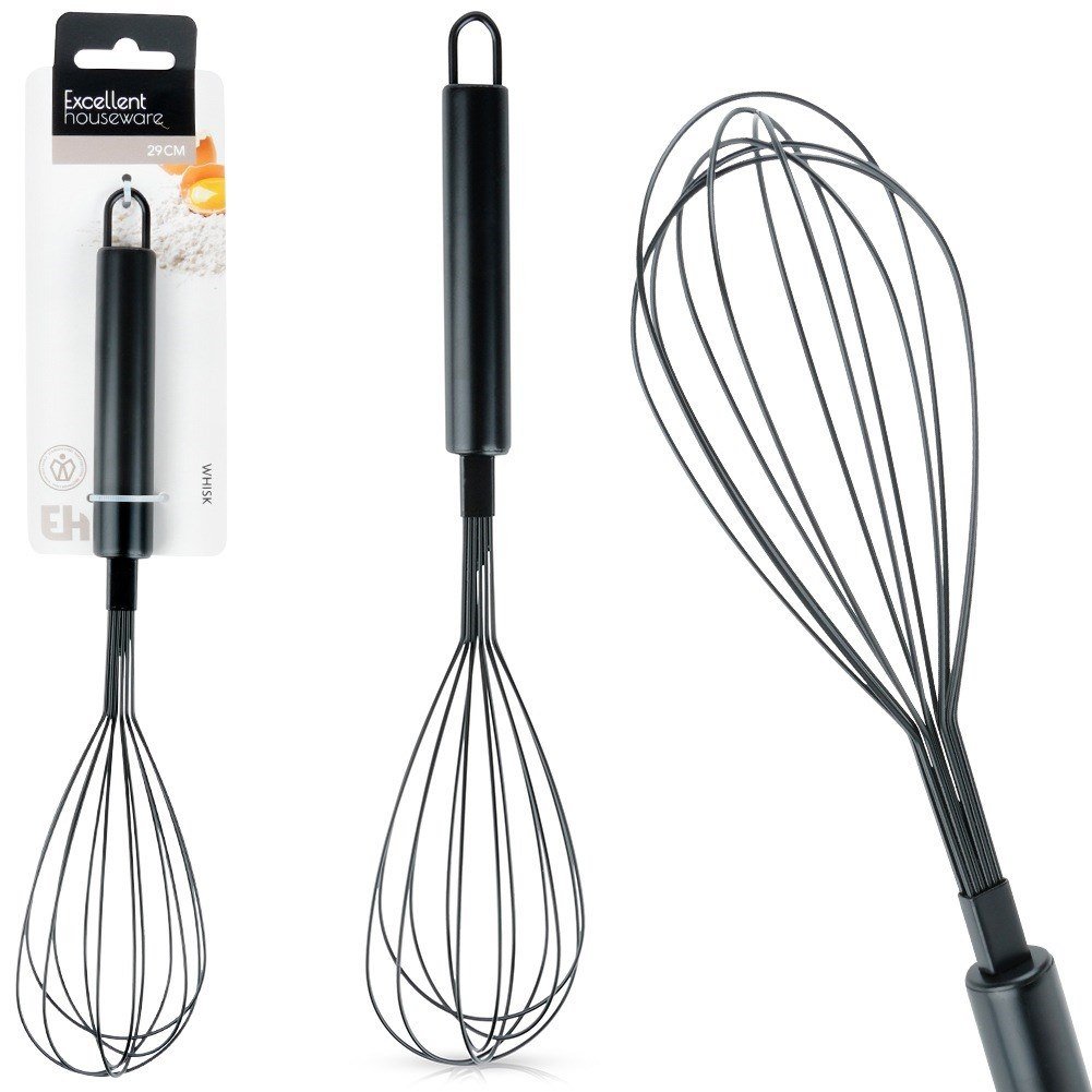 Trzepaczka do ubijania jajek piany ubijak ubijaczka stalowa czarna 29cm EXCELLENT HOUSEWARE 259717