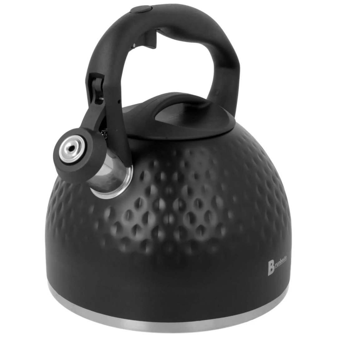 Czajnik na gaz stalowy z gwizdkiem indukcja 2.7L czarny matowy diament BRUNBESTE BB-2468