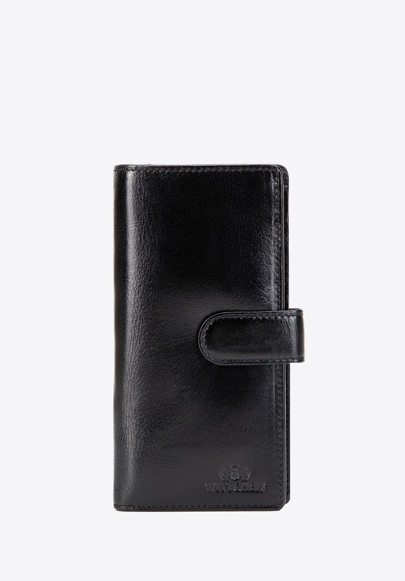 Damski portfel ze skóry naturalnej pionowy czarny