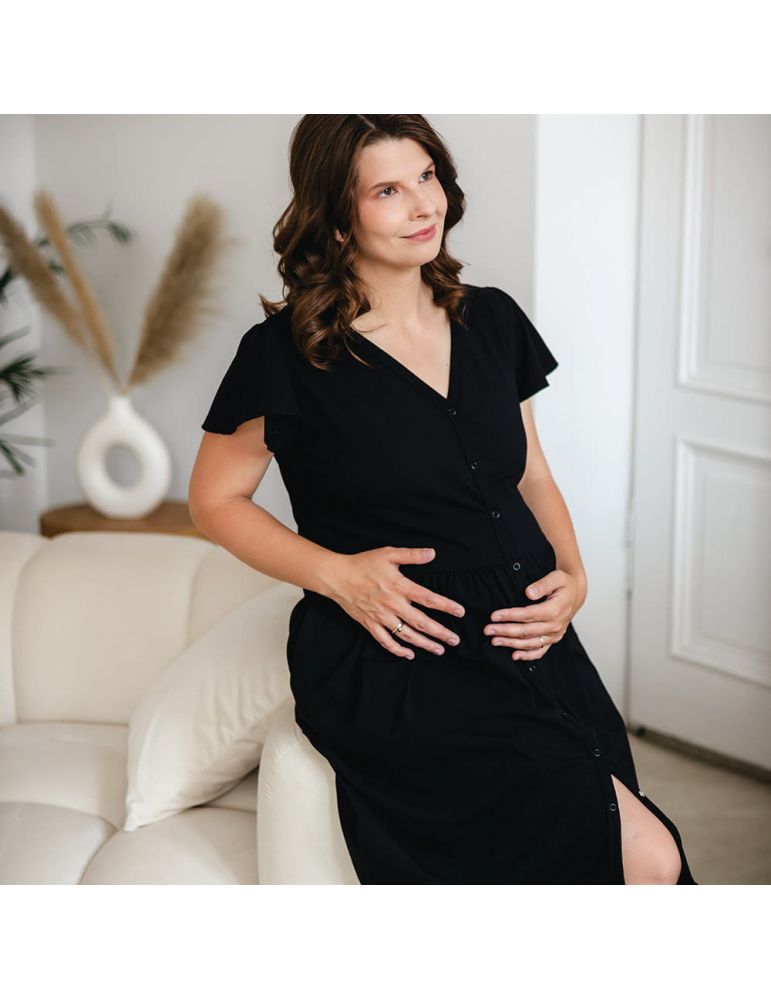 Eevi Koszula Ciążowa i do karmienia rozpinana Linda czarna L