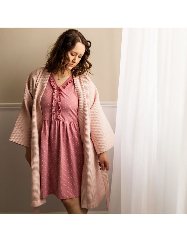 Eevi Koszula Ciążowa i do karmienia Linda różowa w serca XL