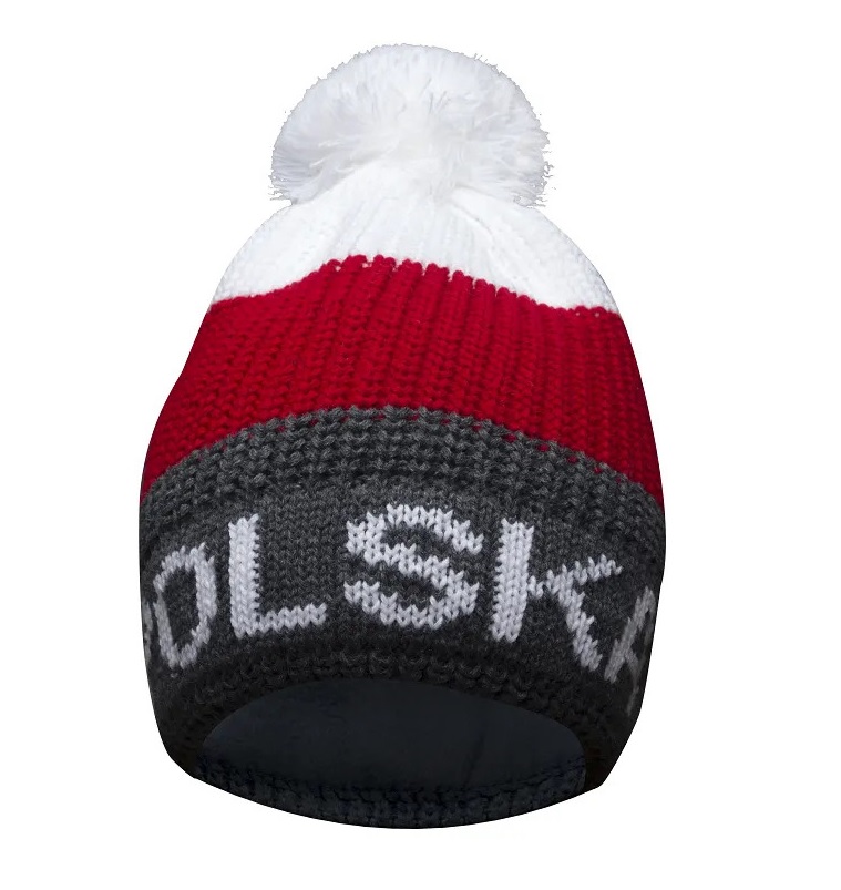 Czapka Zimowa Kibica z godłem Patriotyczna Polska z Polar Pompon One-Size