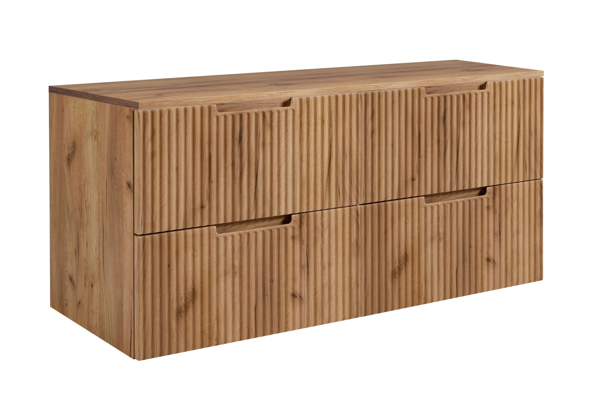 Zestaw mebli łazienkowych Rodan Vena z szafkami podumywalkowymi 60 cm i blatem 120 dąb craft złoty