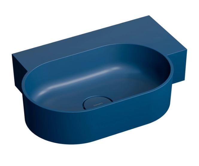 Umywalka ścienna Omnires Ovo M+ 55x38 cm owalna prawa midnight blue mat OVO555UWPMB