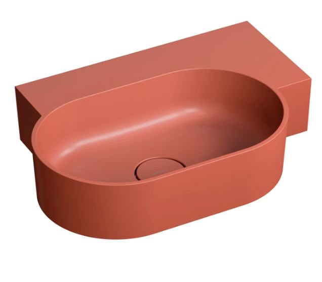 Umywalka ścienna Omnires Ovo M+ 55x38 cm owalna prawa teracotta mat OVO555UWPTE