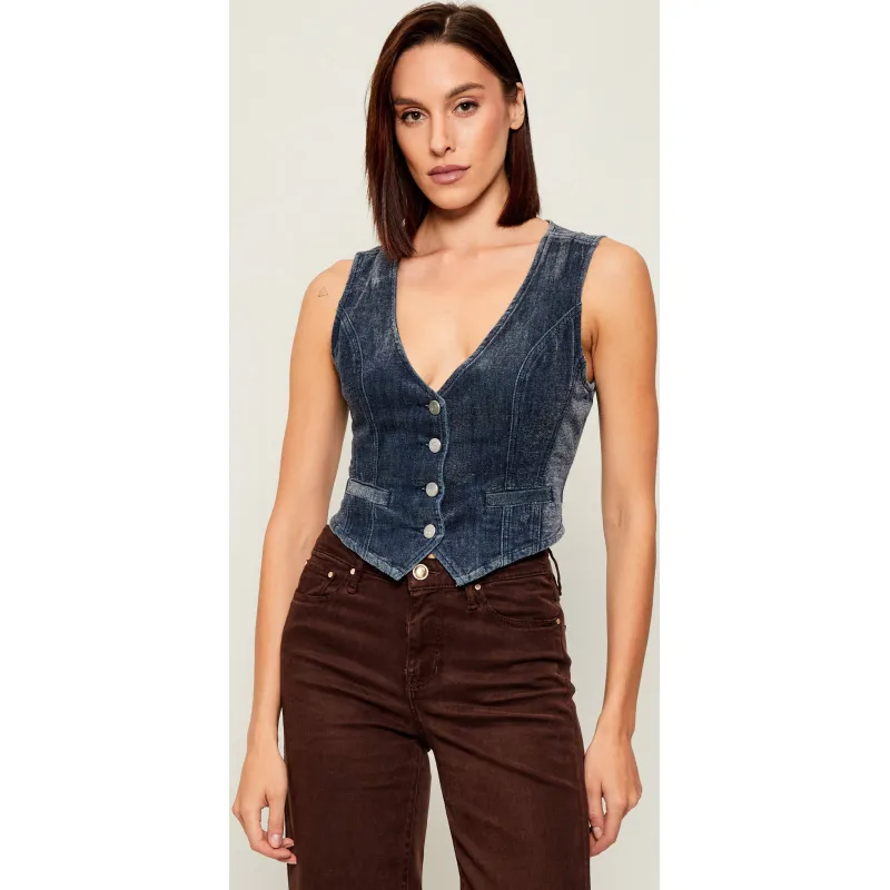 GUESS Jeansowa kamizelka ADELE Slim Fit