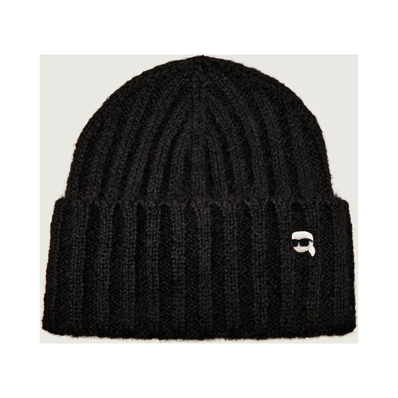 Karl Lagerfeld Czapka Ikon pin z dodatkiem wełny