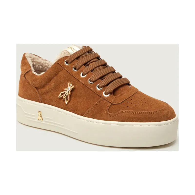Patrizia Pepe Sneakersy shearling z dodatkiem skóry