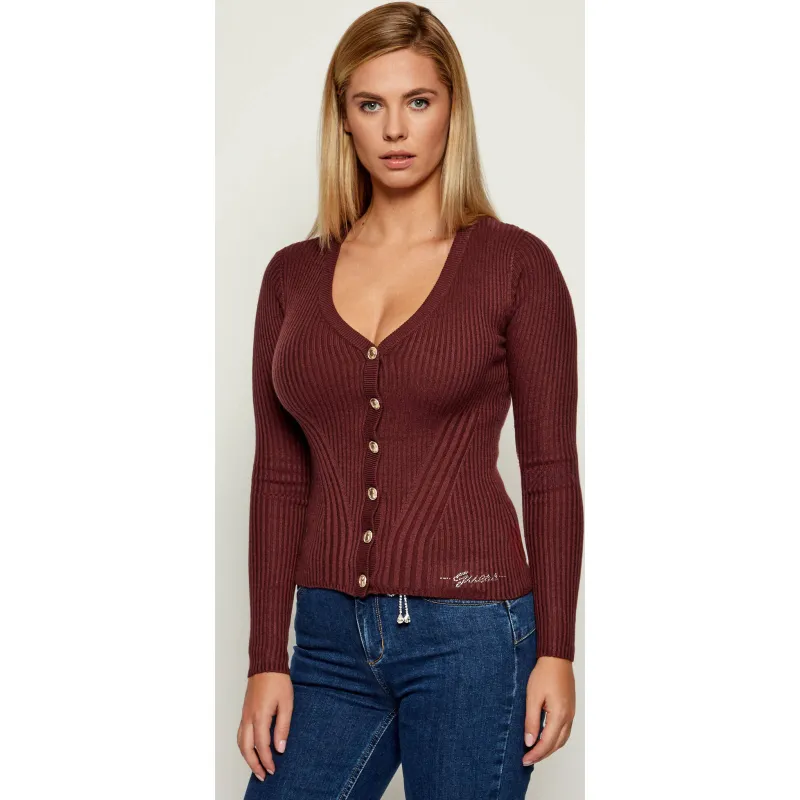 GUESS Kardigan JULIA | Slim Fit | z dodatkiem jedwabiu i kaszmiru