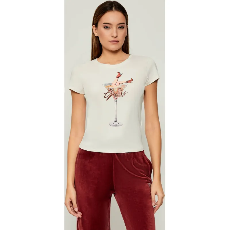 GUESS T-shirt TINI BOOTS ESPRESSO Slim Fit