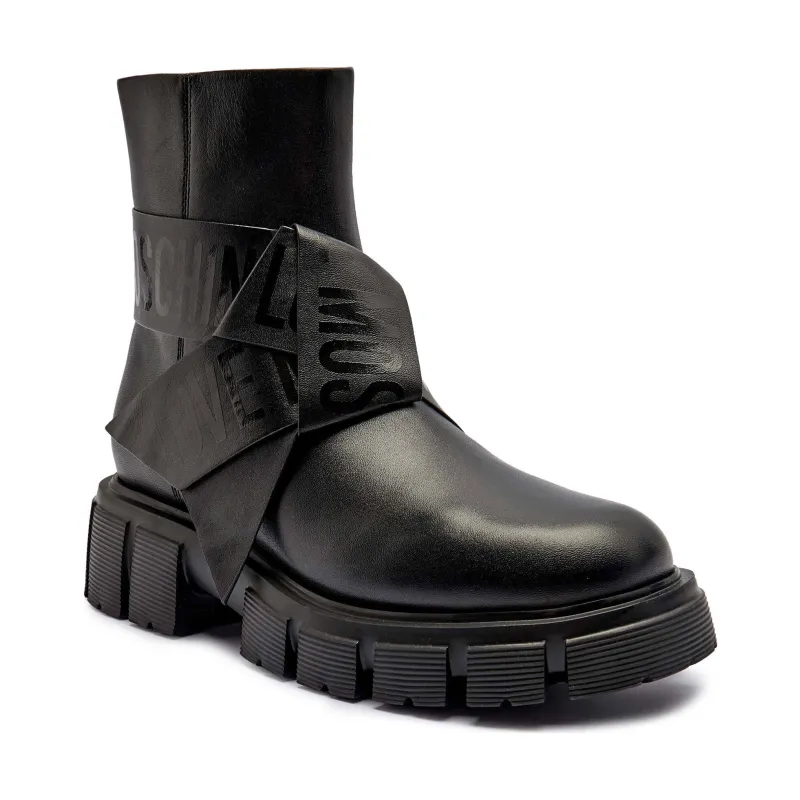 Love Moschino Skórzane botki na platformie