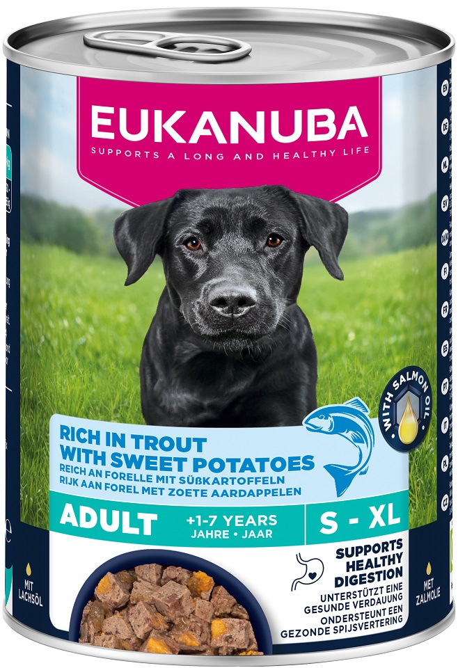 EUKANUBA Life Care Adult Rich in Trout 400 g pasztet dla psów bogaty w pstrąga i bataty