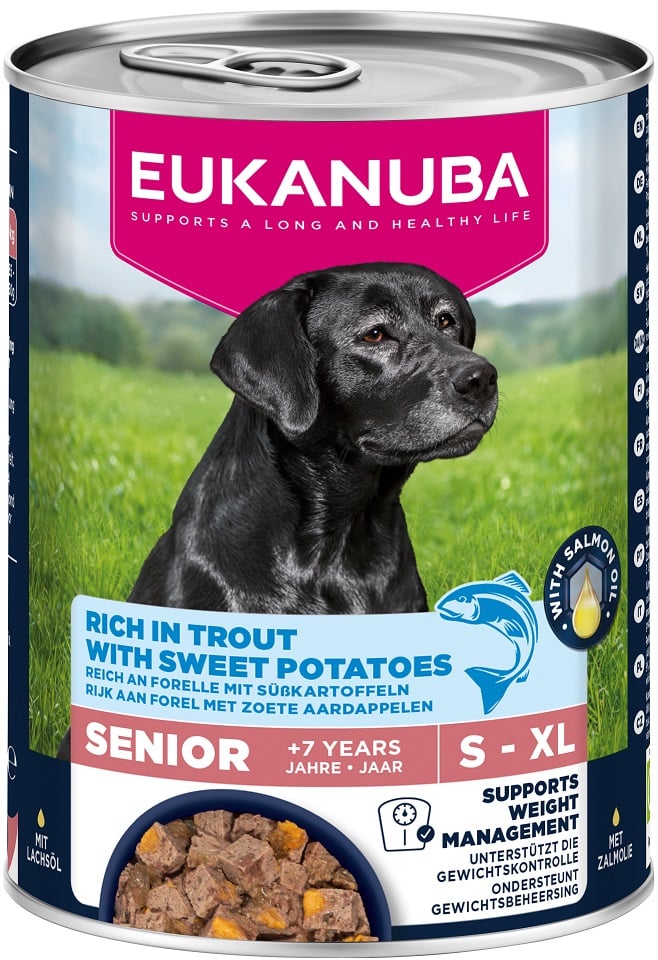 EUKANUBA Life Care Senior Rich in Trout 400 g pasztet dla psów starszych bogaty w pstrąga i bataty