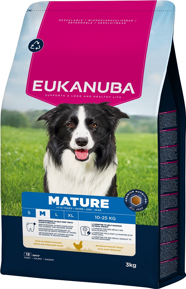 EUKANUBA Mature Medium Breeds Chicken 3 kg sucha karma dla dojrzałych psów ras średnich bogata w świeżego kurczaka