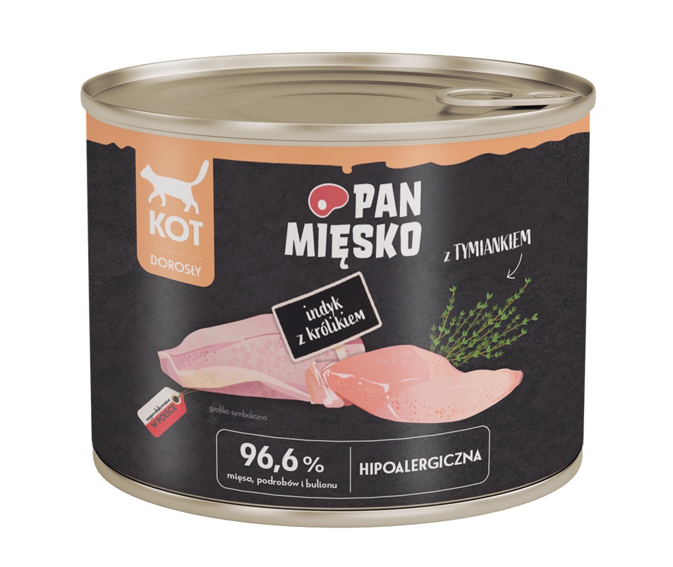 PAN MIĘSKO Indyk z królikiem mokra karma dla kota 200 g