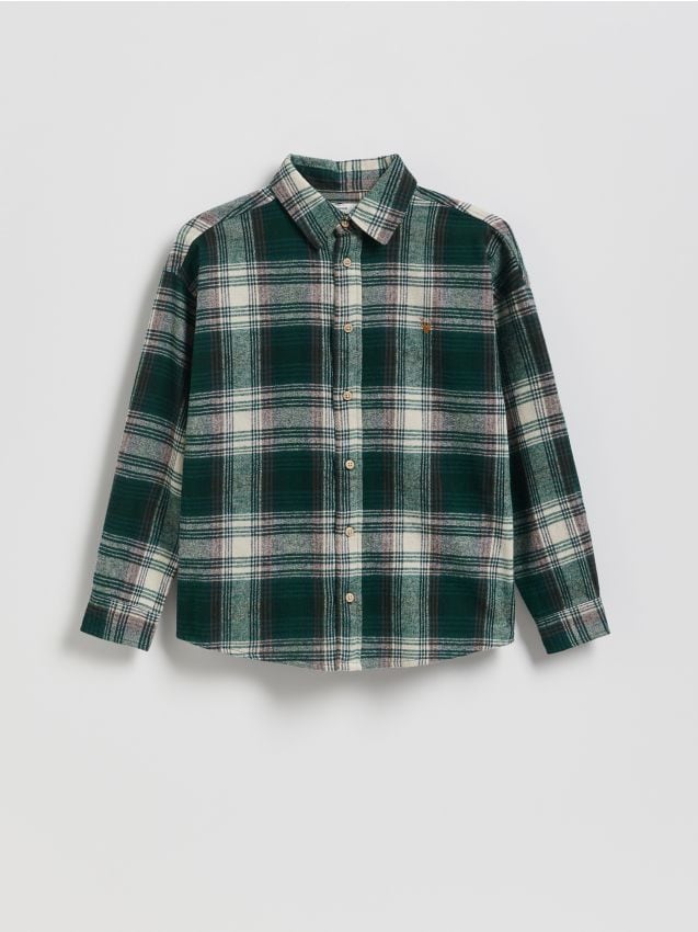 Reserved - Bawełniana koszula w kratę - zielony