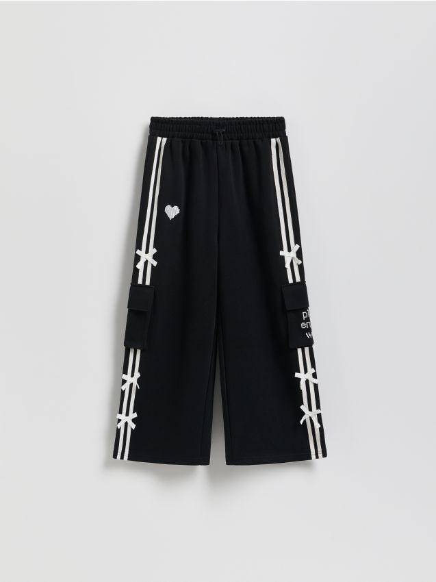 Reserved - Spodnie dresowe z kokardkami - czarny