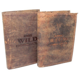 Portfel Męski Skórzany WILD Skóra Licowa Duży Pionowy Bez Zapięcia Zamszowy BRĄZOWY ''De Luxe'' 8932 13 x 10 x 3 [cm]