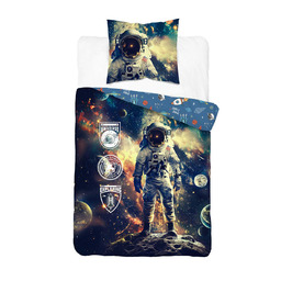 Detexpol Pościel bawełniana młodzieżowa 160x200 granatowa z astronautą i planetami 5869 A Dream Collection