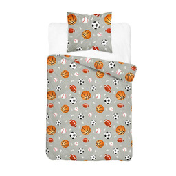 Detexpol Pościel bawełniana młodzieżowa 160x200 szara w piłki 5874 A DreamKids
