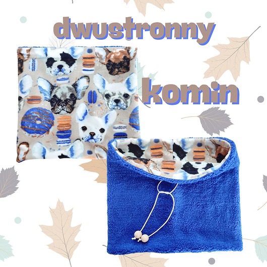 Dwustronny komin - Niebieski z Buldogami