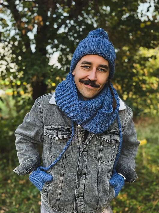 Męska czapka MERINO Euforia Ciemny niebieski