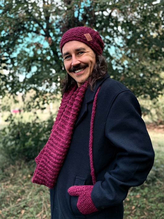 Męska czapka MERINO Neverland Bordo + podszewka JEDWAB