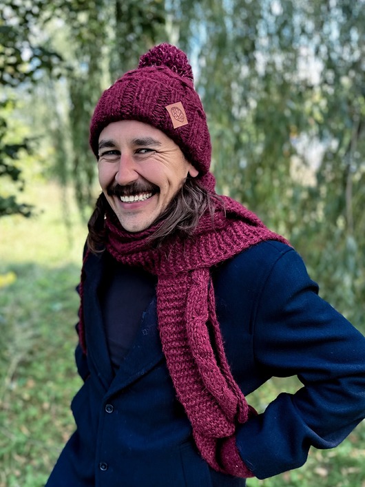 Męska czapka MERINO Euforia Bordo