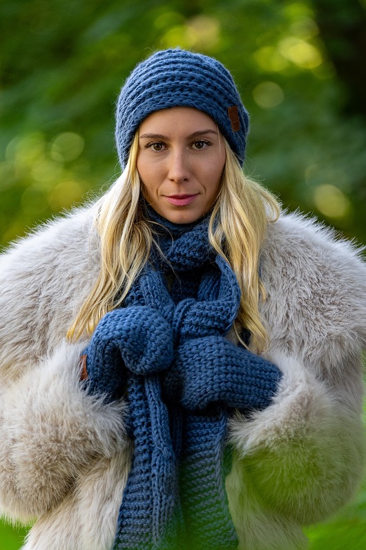 Szal MERINO Ciemny niebieski