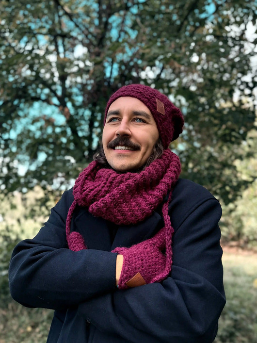 Męski komin MERINO Bordo