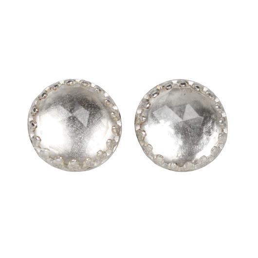 Kolczyki srebrne duże sztyfty Mignon z kryształem górskim